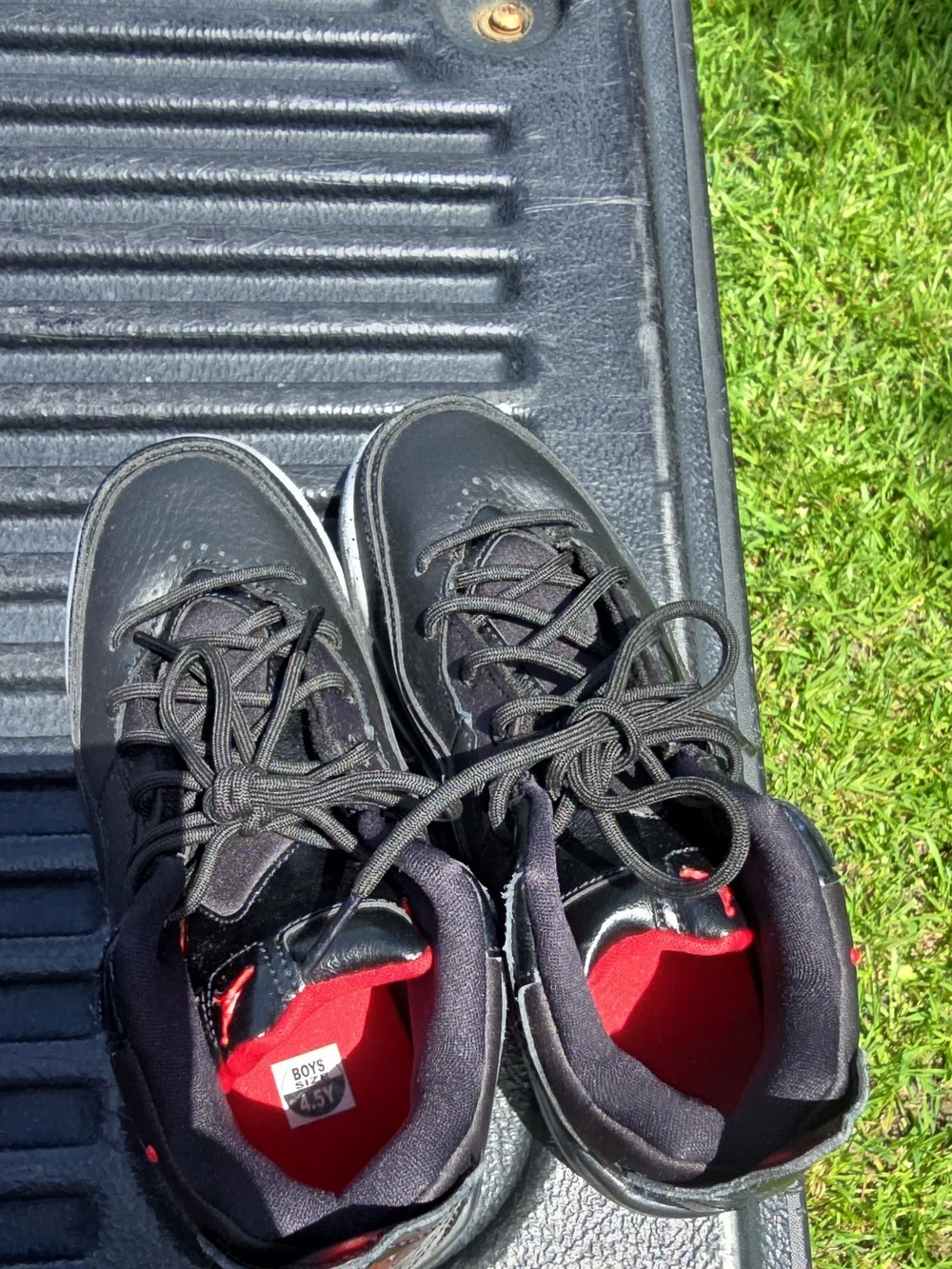 Jordan Black and Red High-Top Basketball Sneakers